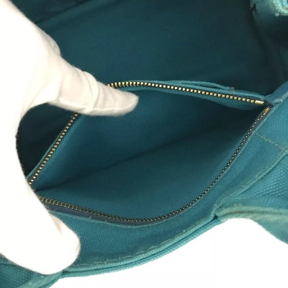 528295AY (L4) Prada Hand Bag Blue Canvas - Picture 9 of 13